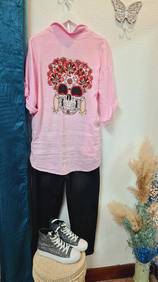 Maxi Camisa Catrina Frida rosa - Imagen 7