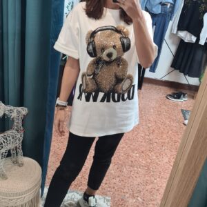 Camiseta Maxi Teddy Blanca