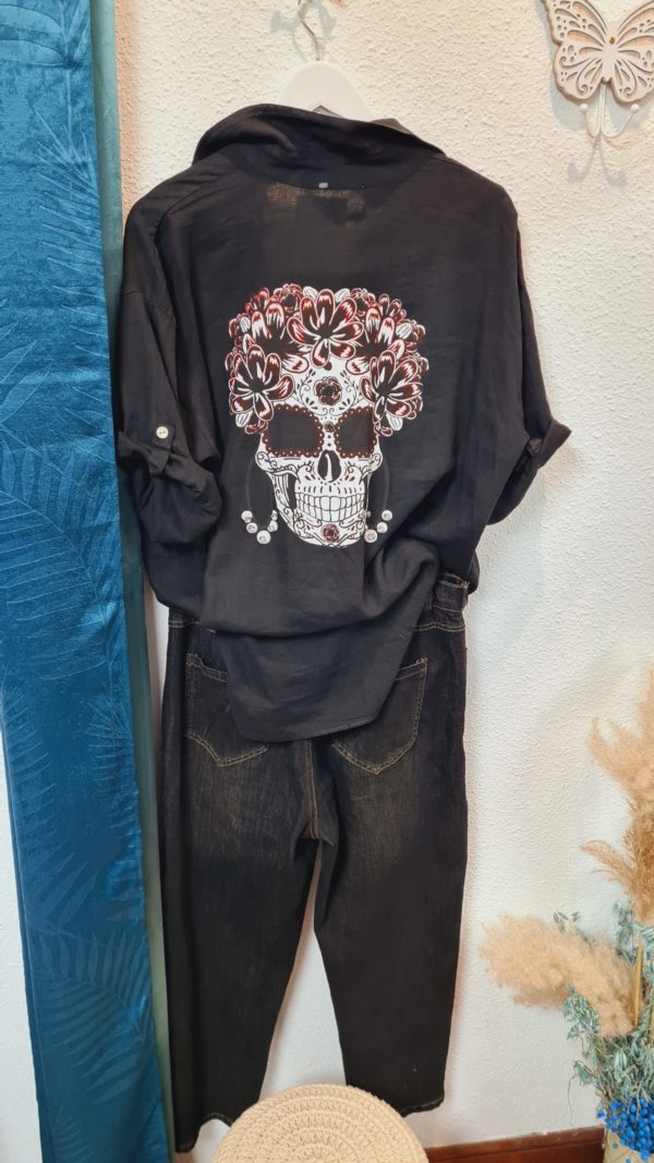 Maxi Camisa Catrina Frida negra - Imagen 5