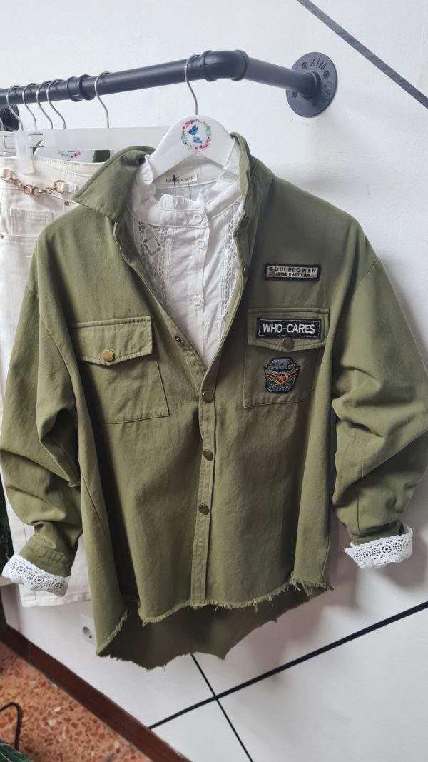 Chaqueta verde militar Bordada - Imagen 2