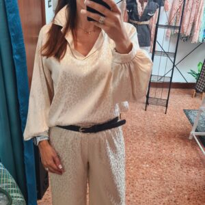Conjunto satén leopardo